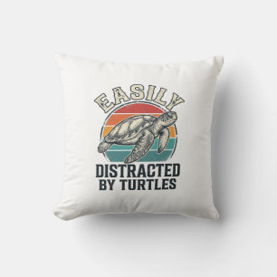 Vintage Turtle Lover Easily Distracted by Turtles Cushion