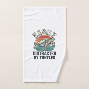 Vintage Turtle Lover Easily Distracted by Turtles Hand Towel