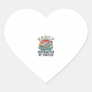 Vintage Turtle Lover Easily Distracted by Turtles  Heart Sticker