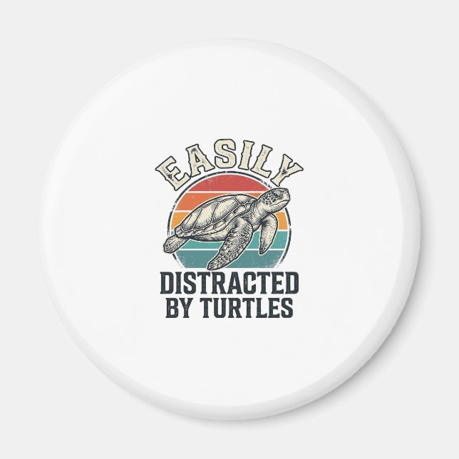 Vintage Turtle Lover Easily Distracted by Turtles  Magnet (Front)