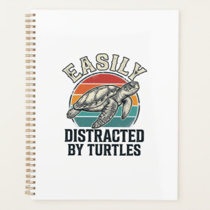 Vintage Turtle Lover Easily Distracted by Turtles  Planner