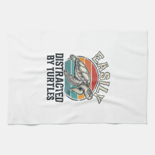 Vintage Turtle Lover Easily Distracted by Turtles Tea Towel
