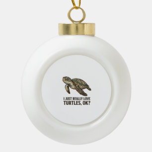 Vintage Turtle Lover Funny Sea Turtle Shirt_1 Ceramic Ball Christmas Ornament