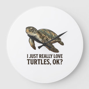 Vintage Turtle Lover Funny Sea Turtle Shirt_1 Large Clock