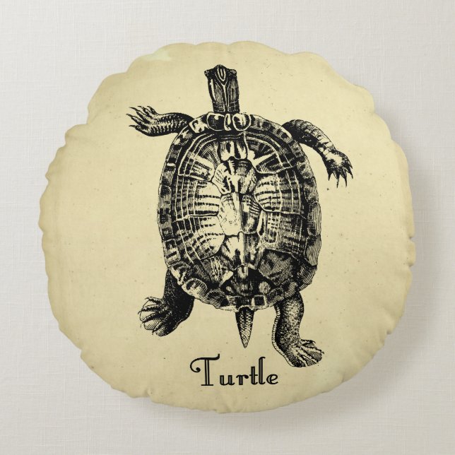 VINTAGE TURTLE ROUND CUSHION (Front)