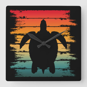 VINTAGE TURTLE SEA CREATURE REPTILE SQUARE WALL CLOCK