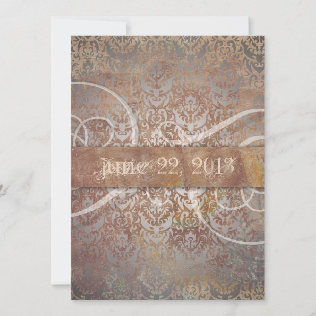 Vintage Tuscan Damask Italian Elegance Invitation (Front)