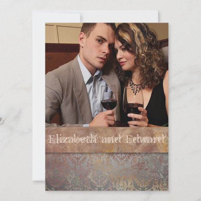 Vintage Tuscan Damask Italian Elegance Invitation (Front)