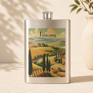 Vintage Tuscany Countryside Custom Text Hip Flask