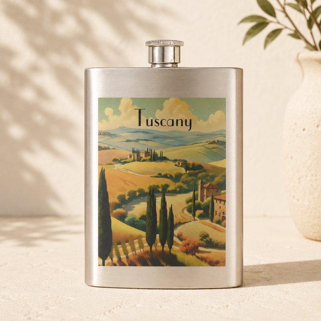 Vintage Tuscany Countryside Custom Text Hip Flask (Creator Uploaded)