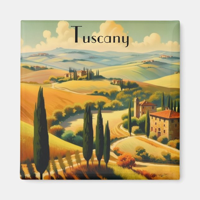 Vintage Tuscany Countryside Custom Text Magnet (Front)