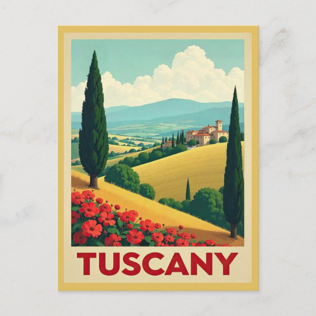 Vintage Tuscany Italy Italian Villa Retro Travel Postcard (Front)