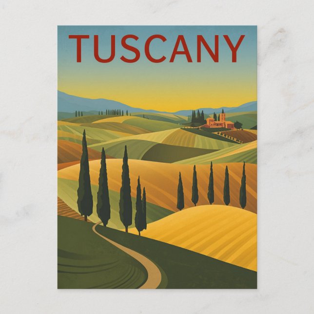 Vintage Tuscany Italy Travel Poster Hills Postcard (Front)