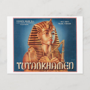 Vintage Tutankhamen Fruit Crate Label Postcard