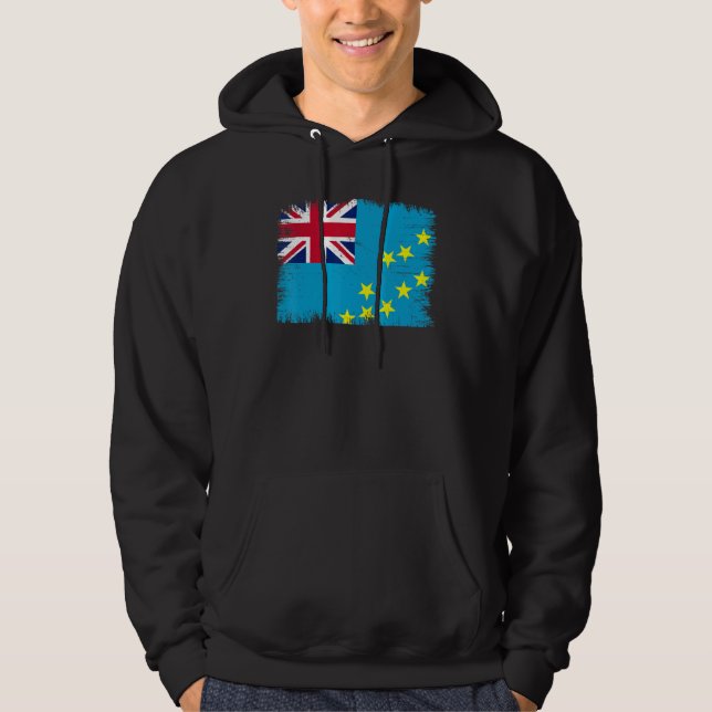 Vintage Tuvalu Flag Tuvaluan Independence Day Hoodie (Front)