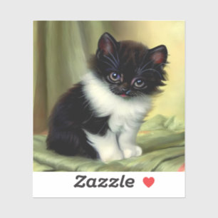 Vintage Tuxedo Kitten Illustration
