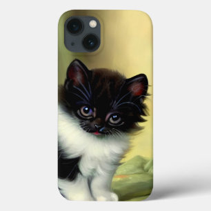 Vintage Tuxedo Kitten Illustration iPhone 13 Case