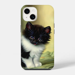 Vintage Tuxedo Kitten Illustration iPhone 14 Case