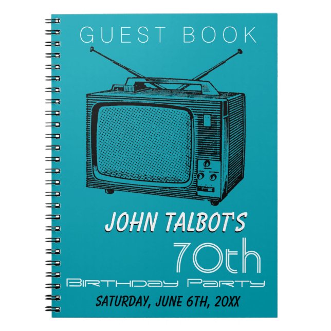 Vintage TV 70th Birthday Party Guest Book (Front)