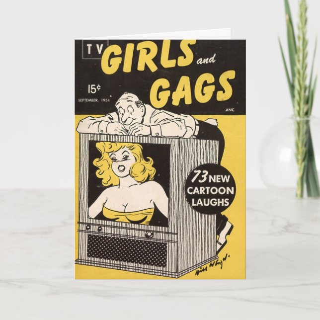 Vintage "TV Girls and Gags" Note Card (Front)
