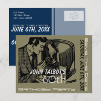 Vintage TV repairer 60th Birthday Save the Date