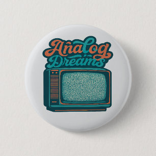 📺Vintage TV Retro Art – "Analogue Dreams" Graphic 6 Cm Round Badge