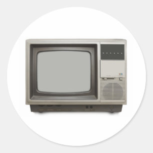vintage tv set classic round sticker