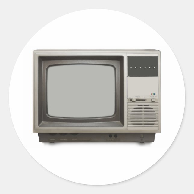 vintage tv set classic round sticker (Front)