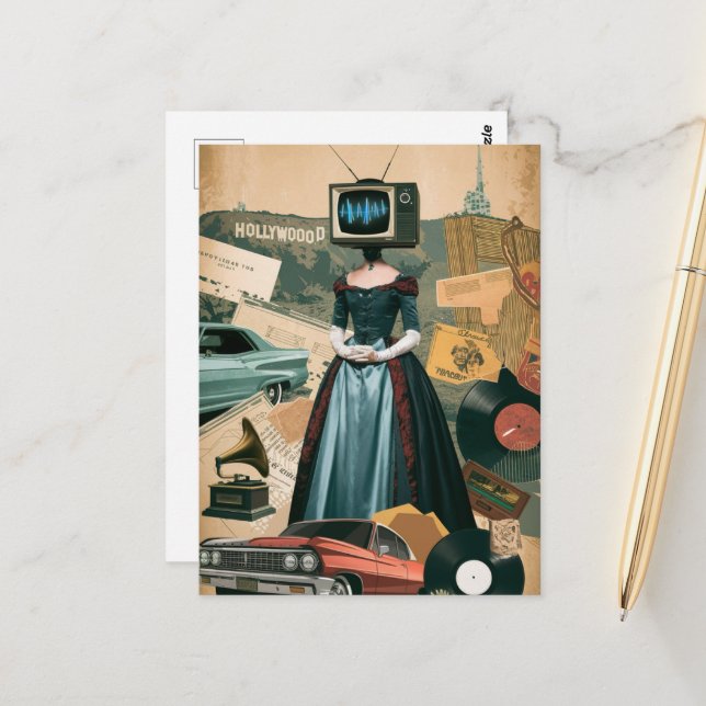 Vintage TV Woman Postcard (Front/Back In Situ)