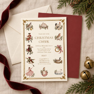 Vintage Twelve Days Christmas Party Invitation