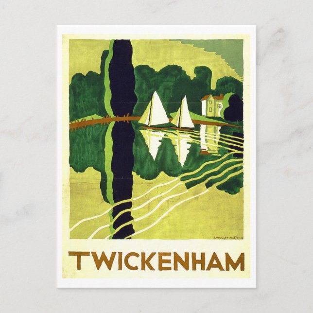 Vintage Twickenham Travel Poster Postcard (Front)