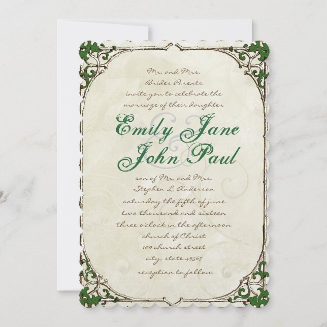Vintage Twig Ivy Frame Wedding Invitation (Front)
