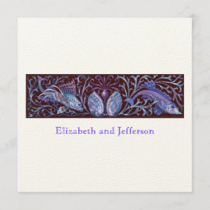 Vintage Twin Fishes Modern Wedding Invitation