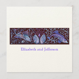 Vintage Twin Fishes Modern Wedding Invitation