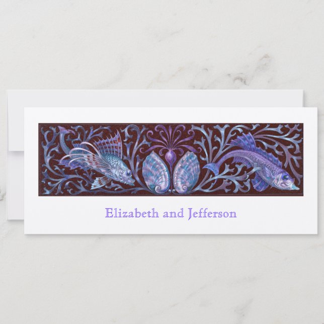 Vintage Twin Fishes Modern Wedding Invitation (Front)