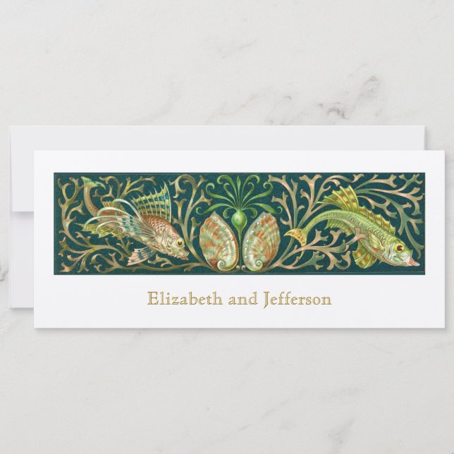 Vintage Twin Fishes Modern Wedding Invitation (Front)