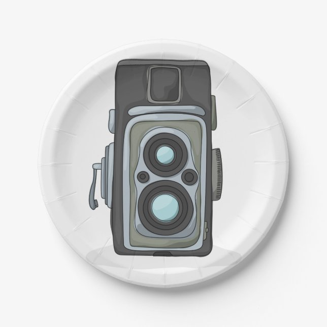 Vintage Twin Lens Reflex TLR Camera Paper Plate (Front)