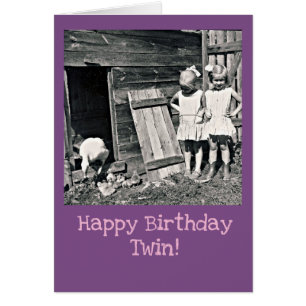 Vintage twin sisters Birthday card