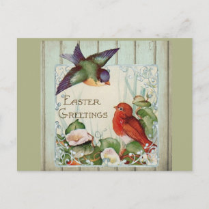 Vintage Two Birds and Calla Lilies Easter Greeting Postcard