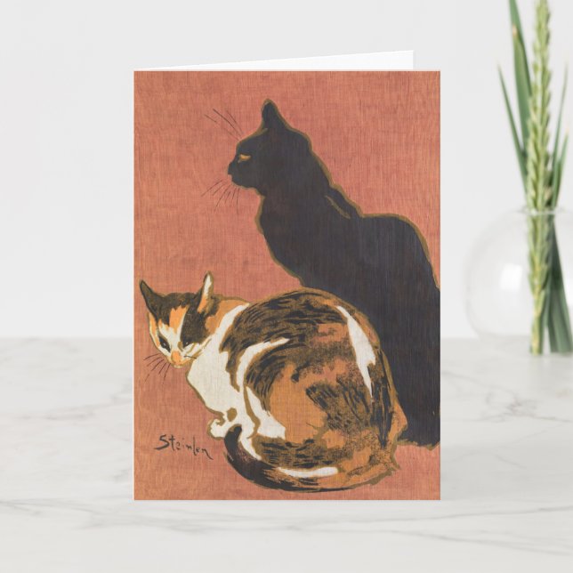 Vintage Two Cats Painting Steinlen Card (Front)