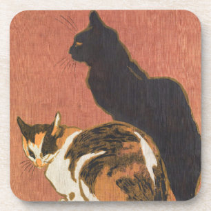 Vintage Two Cats Painting Steinlen Coaster