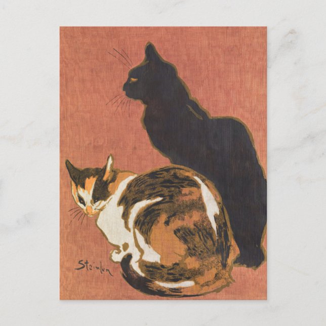 Vintage Two Cats Painting Steinlen Postcard (Front)