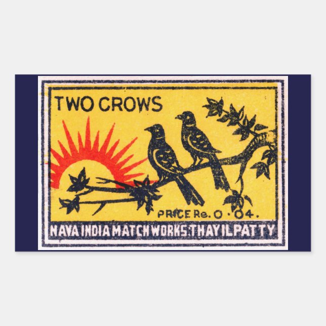 Vintage Two Crows Match Label (Front)