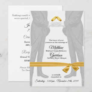 Vintage Two Grooms Gay Wedding Invitation