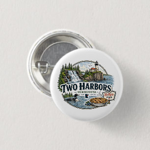 Vintage Two Harbours Minnesota North Shore 3 Cm Round Badge