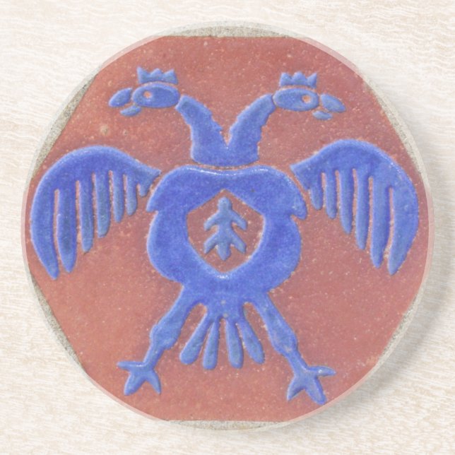 Vintage Two Headed Dragon Tile Coaster (Front)