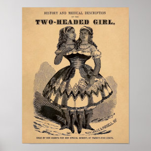 Vintage Two-Headed Girl Poster