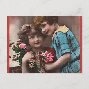 Vintage Two Little Girls Friendship Postcard