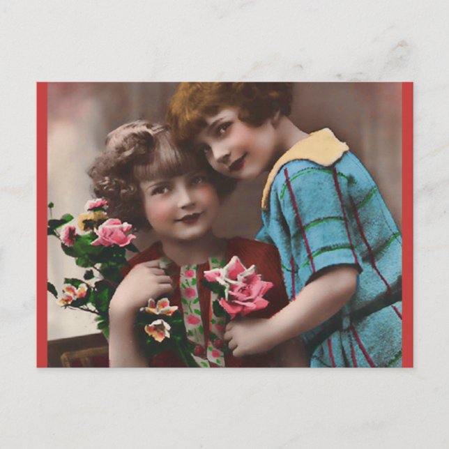 Vintage Two Little Girls Friendship Postcard (Front)