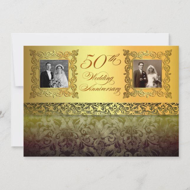 vintage two photos 50 anniversary invitations (Front)
